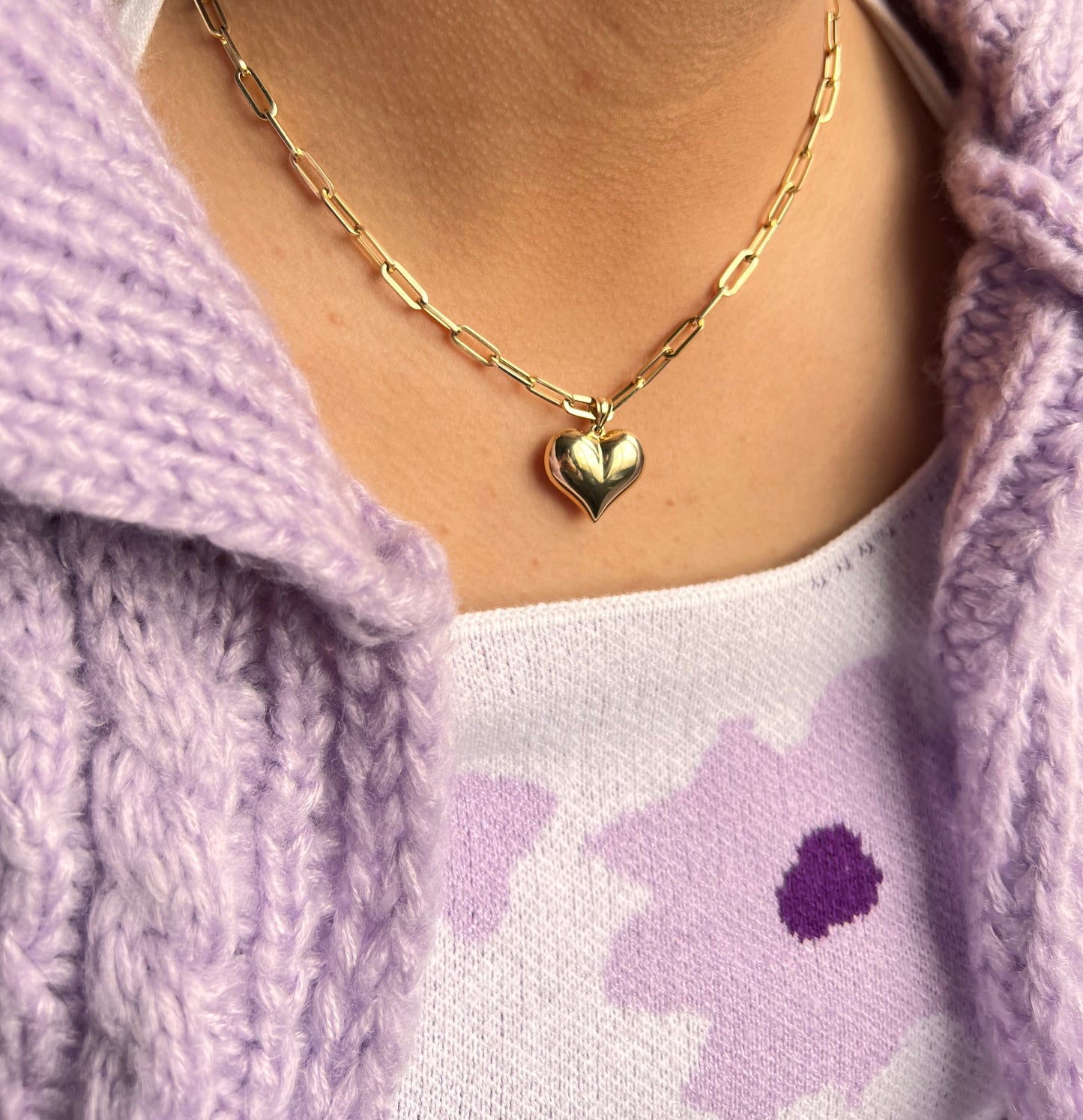 14K Puff Heart pendant