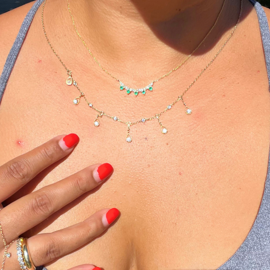 Emerald and diamond necklace