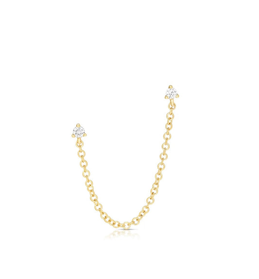 14K twin stud and chain