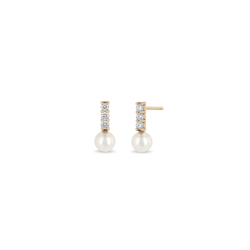 Pearl and diamond earrings