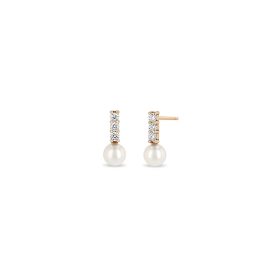 Pearl and diamond earrings
