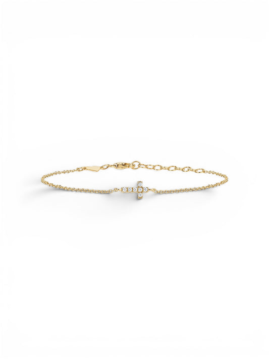 Mini pave diamond Cross bracelet