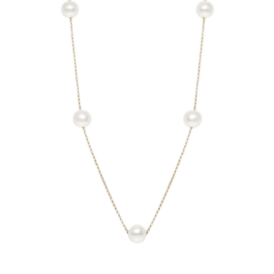 14K station pearl necklace