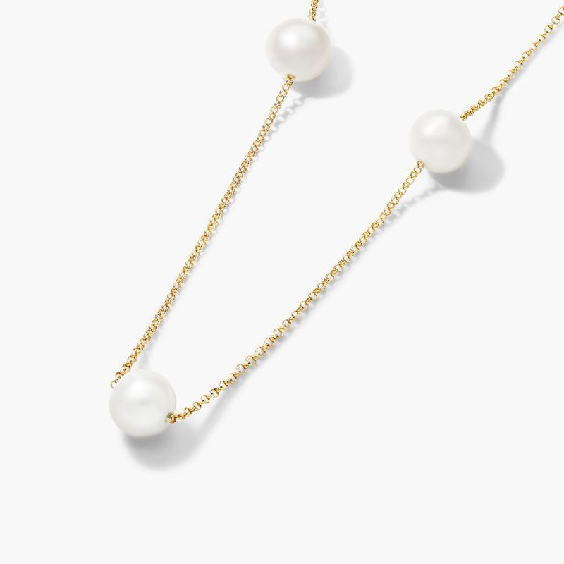 14K station pearl necklace