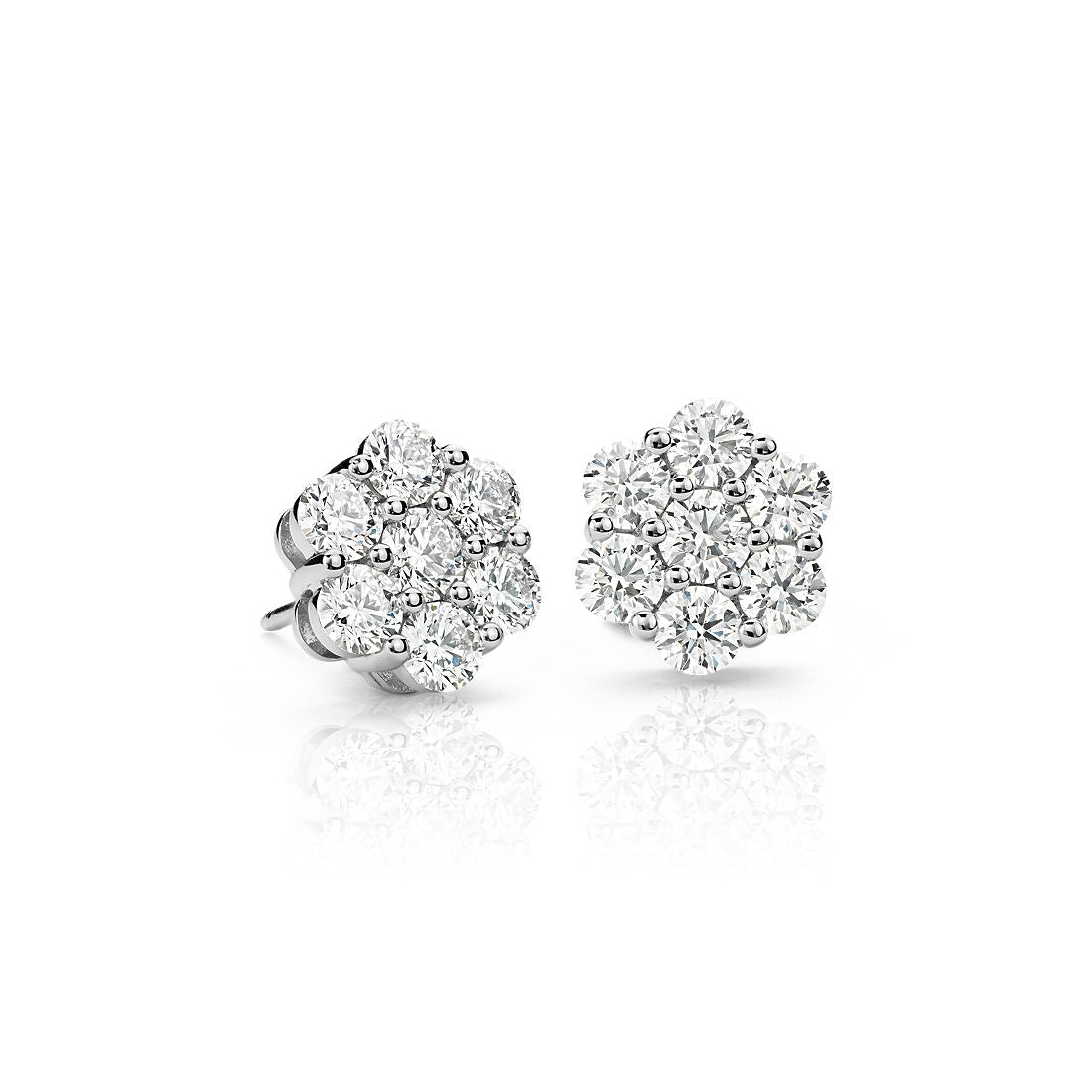 14K diamond cluster studs