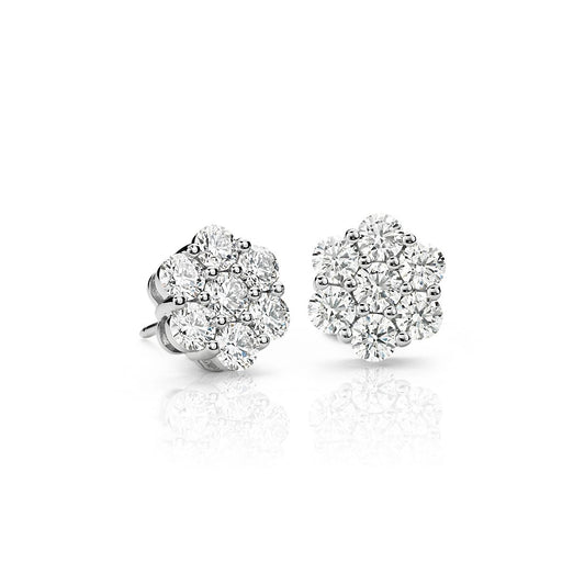 14K diamond cluster studs