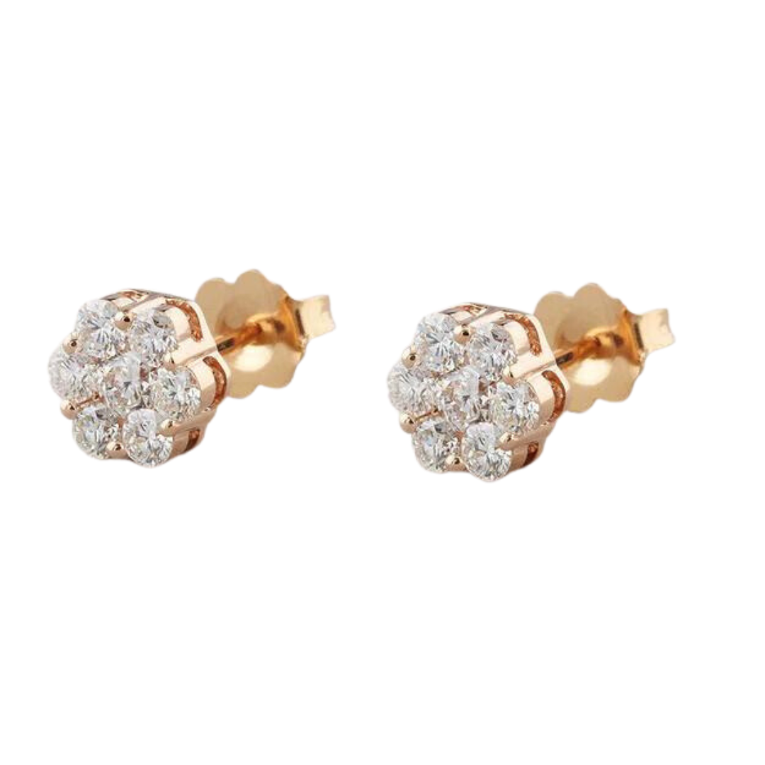 14K diamond cluster studs