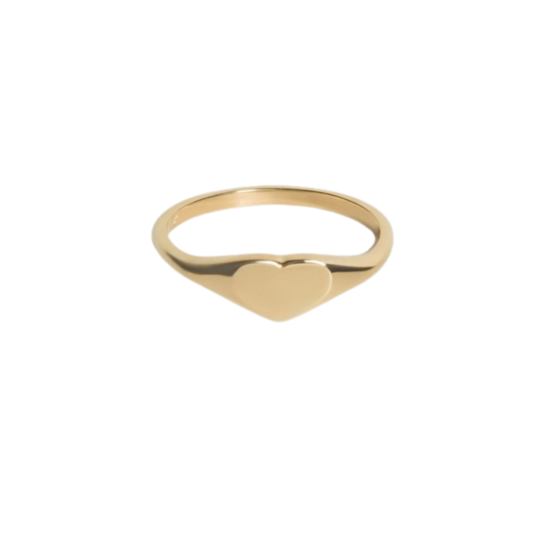 Petite heart signet ring