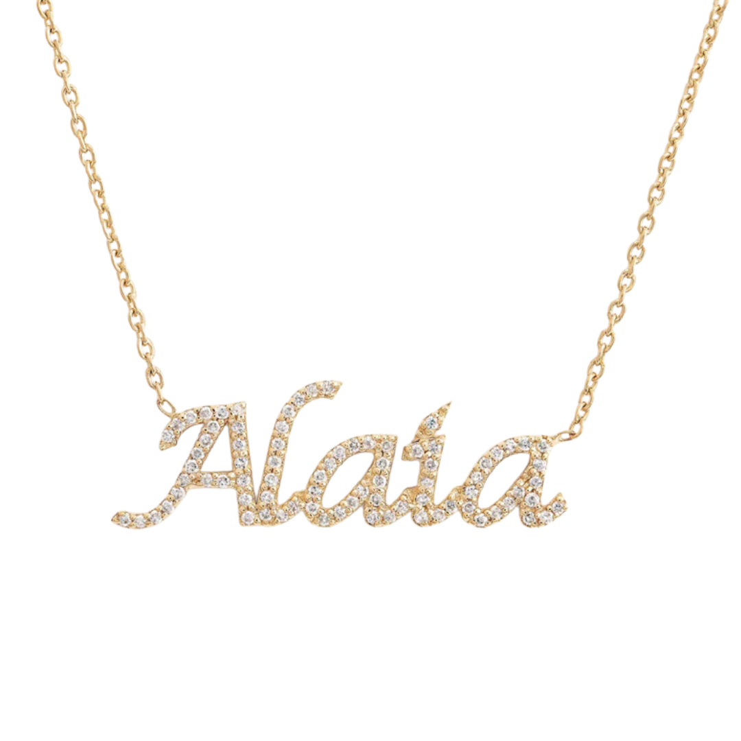 14K Diamond name necklace