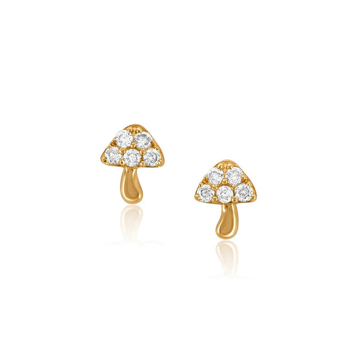 14K tiny mushroom studs