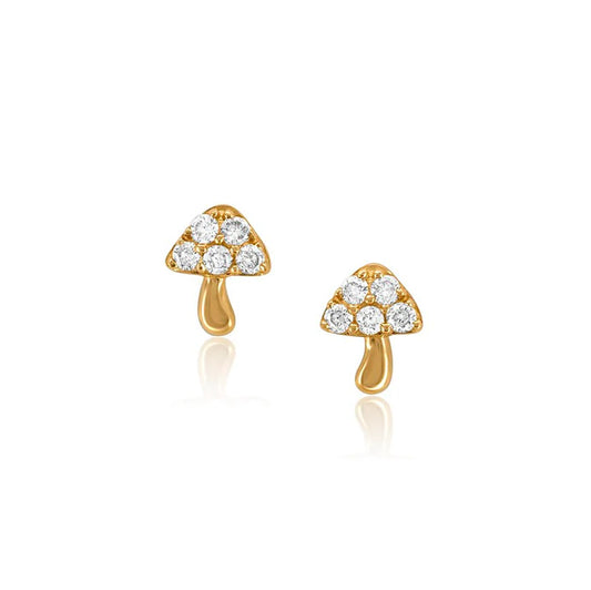 14K tiny mushroom studs